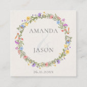パープルフローラワイルドフラワー結婚リースの詳細 エンクロージャーカード (正面)