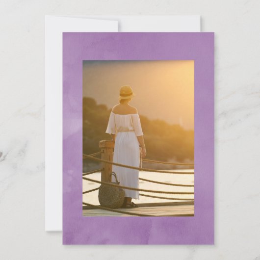 パープルフローラワインをテーマにした生活お祝い 招待状 (裏面)