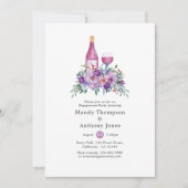 パープルフローラワインテイスティング婚約パーティ 招待状 (正面)
