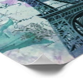 パープルフローラヴィンテージパリエッフェルタワー ポスター (角)