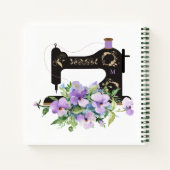 パープルフローラヴィンテージ裁縫機 ノートブック (裏面)