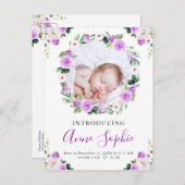 パープルフローラ写真誕生のお知らせ&ありがとうございます ポストカード (正面/裏面)