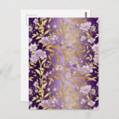 パープルフローラ千代紙 ポストカード (正面/裏面)