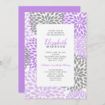 パープルフローラ卒業お祝い招待状