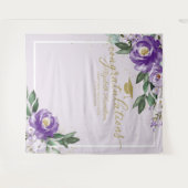 パープルフローラ卒業パーティーの写真の背景 タペストリー (正面(横))