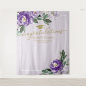 パープルフローラ卒業パーティーの写真の背景 タペストリー (正面)