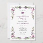パープルフローラ卒業 招待状 (正面)
