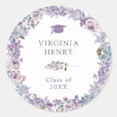 パープルフローラ大学院ステッカー ラウンドシール (正面)