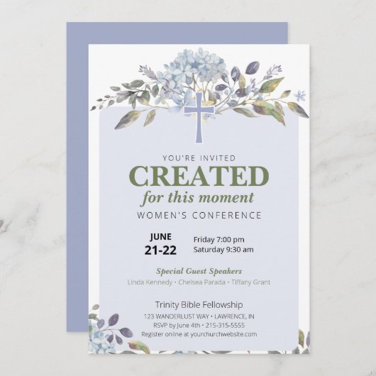 パープルフローラ女性教会カンファレンス 招待状 (正面/裏面)