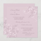 パープルフローラ婚約パーティ招待状 招待状 (正面/裏面)