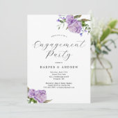 パープルフローラ婚約パーティ招待状 招待状 (スタンド正面)