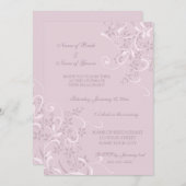 パープルフローラ婚約パーティ招待状 招待状 (正面/裏面)