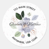 パープルフローラ差出人住所封筒用シール ラウンドシール (正面)