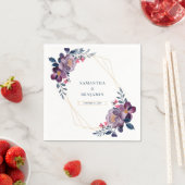 パープルフローラ幾何学植物結婚の紙 スタンダードカクテルナプキン (インサイチュ)