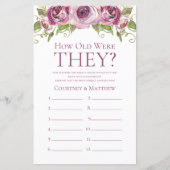 パープルフローラ彼らは何歳だったブライダルシャワーゲーム (正面)