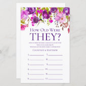 パープルフローラ彼らは何歳だったブライダルシャワーゲーム (正面/裏面)