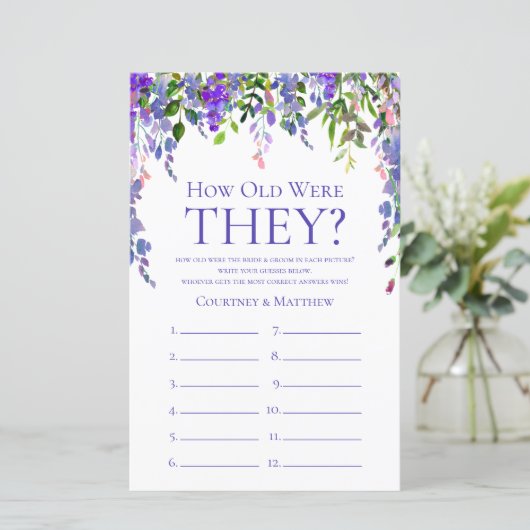 パープルフローラ彼らは何歳だったブライダルシャワーゲーム (スタンド正面)