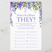 パープルフローラ彼らは何歳だったブライダルシャワーゲーム (正面)