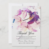 パープルフローラ悔やみや弔慰メモリアルサンキューカード 招待状 (正面)