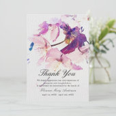 パープルフローラ悔やみや弔慰メモリアルサンキューカード 招待状 (スタンド正面)