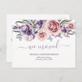 パープルフローラ我々は新しいホームアドレスを移動 案内ポストカード (正面/裏面)