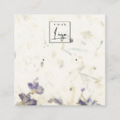 パープルフローラ手作り紙テクスチャイヤリング スクエア名刺 (正面)