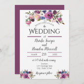 パープルフローラ招待状 招待状 (正面/裏面)