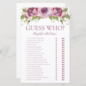 パープルフローラ推測ブライダルシャワーゲーム (正面/裏面)