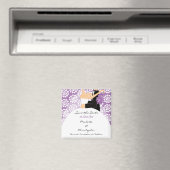 パープルフローラ新郎新婦Date Magnetを保存 マグネット (インサイチュ (食洗機))