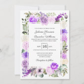 パープルフローラ春の結婚式招待状 招待状 (正面)