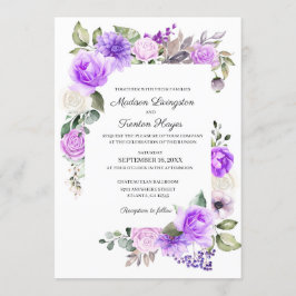 パープルフローラ春の結婚式招待状 招待状