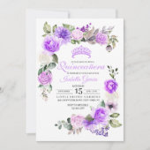 パープルフローラ春キンセアニェラ誕生日インビタティ 招待状 (正面)