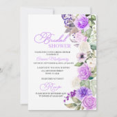 パープルフローラ春ブライダルシャワー 招待状 (正面)