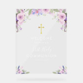 パープルフローラ最初の交流へようこそ アクリルサイン (正面)