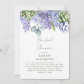 パープルフローラ植物丸ブライダルシャワー 招待状 (正面)