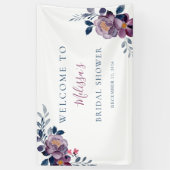 パープルフローラ植物学ブライダルシャワー 横断幕 (縦)