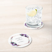 パープルフローラ植物学結婚式の引き出物 ラウンドペーパーコースター (インサイチュ)