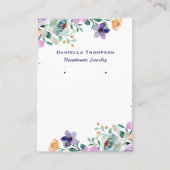 パープルフローラ植物性ジュエリーイヤリングディスプレイ 名刺 (正面)