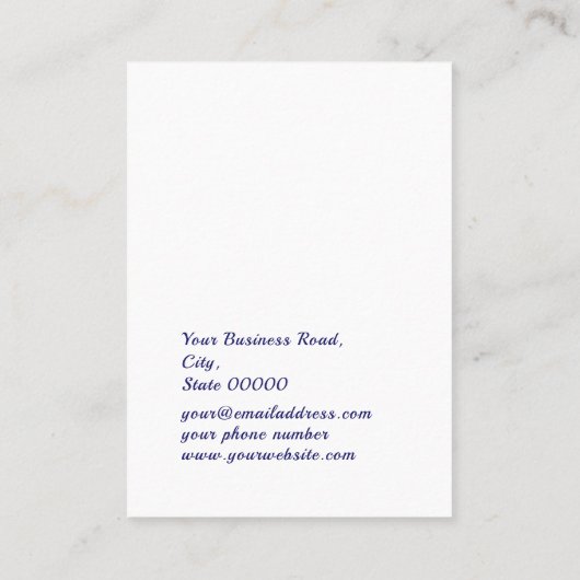 パープルフローラ植物性ジュエリーイヤリングディスプレイ 名刺 (裏面)