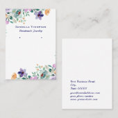 パープルフローラ植物性ジュエリーイヤリングディスプレイ 名刺 (正面/裏面)