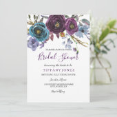パープルフローラ水彩エレガントブライダルシャワー 招待状 (スタンド正面)