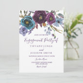 パープルフローラ水彩エレガント婚約パーティ 招待状 (スタンド正面)