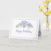 パープルフローラ水彩エレガント誕生日 カード (黄色い花)