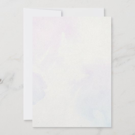 パープルフローラ水彩スタイル結婚ズ 招待状 (裏面)