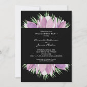 パープルフローラ水彩婚約パーティ 招待状 (正面)