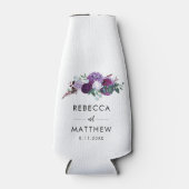 パープルフローラ水彩植物結婚の ボトルクーラー (正面)