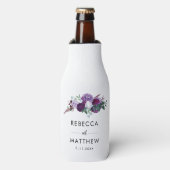 パープルフローラ水彩植物結婚の ボトルクーラー (ボトル正面)