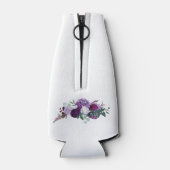 パープルフローラ水彩植物結婚の ボトルクーラー (裏面)