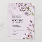 パープルフローラ水彩結婚式招待状 招待状 (正面/裏面)