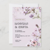 パープルフローラ水彩結婚式招待状 招待状 (正面)